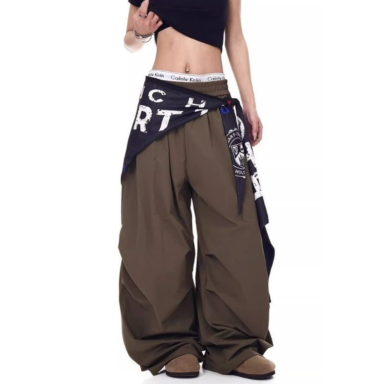 Cargo Paratrooper Curve Pants With Hip Curtain Scarf BK7005