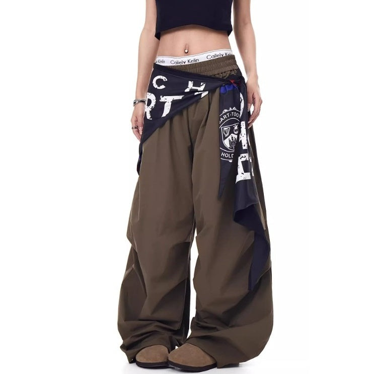 Cargo Paratrooper Curve Pants With Hip Curtain Scarf BK7005