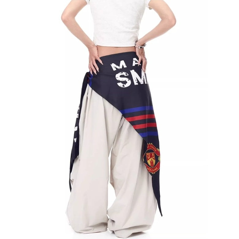 Cargo Paratrooper Curve Pants With Hip Curtain Scarf BK7005