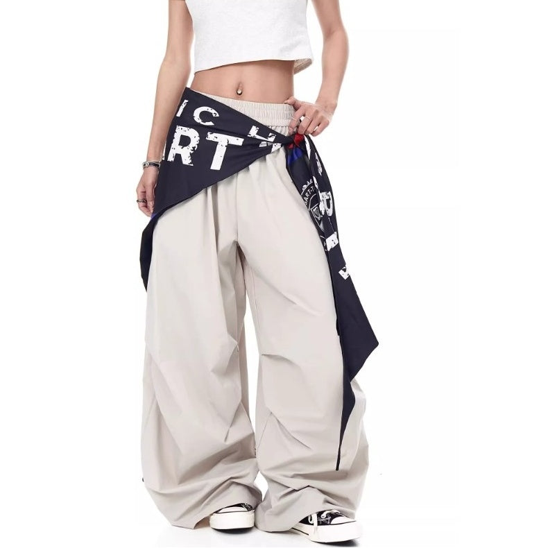 Cargo Paratrooper Curve Pants With Hip Curtain Scarf BK7005