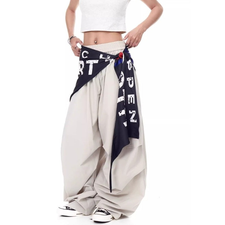 Cargo Paratrooper Curve Pants With Hip Curtain Scarf BK7005