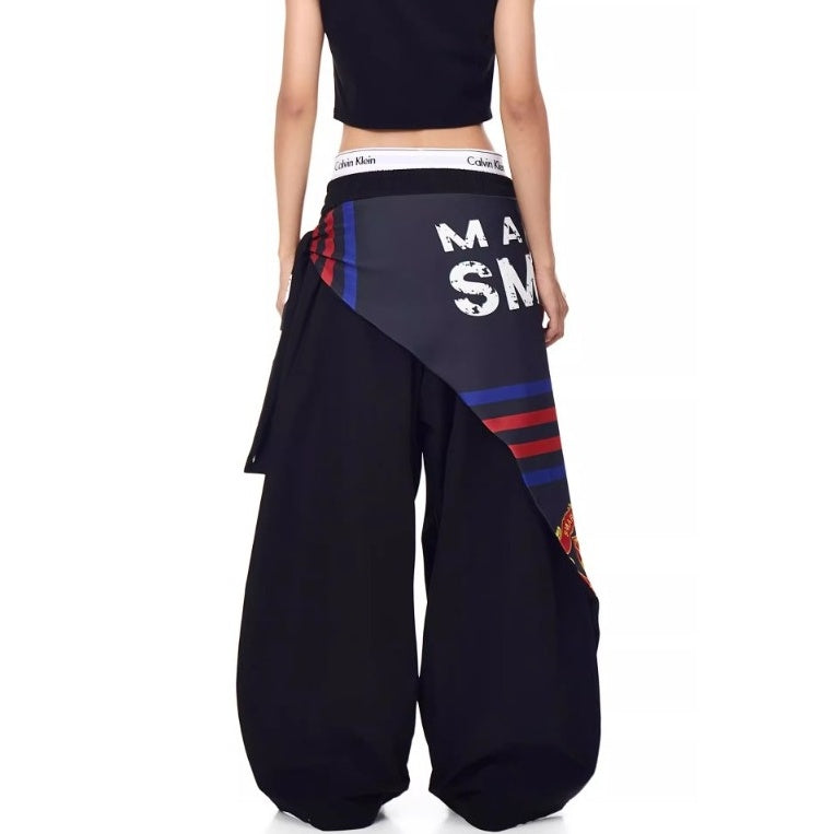 Cargo Paratrooper Curve Pants With Hip Curtain Scarf BK7005