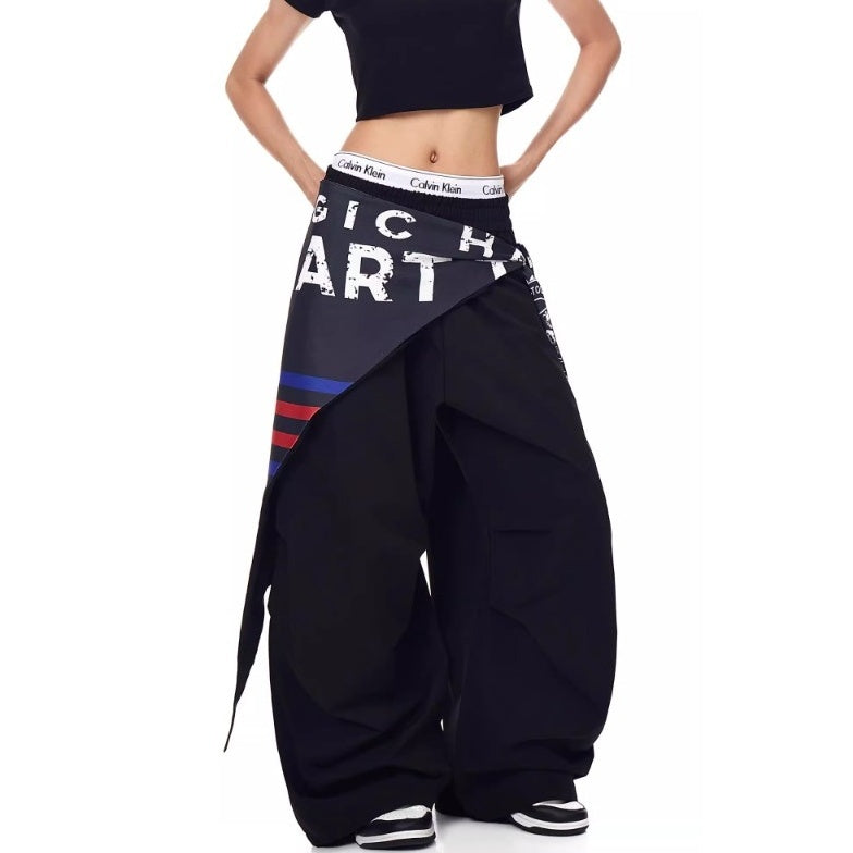 Cargo Paratrooper Curve Pants With Hip Curtain Scarf BK7005