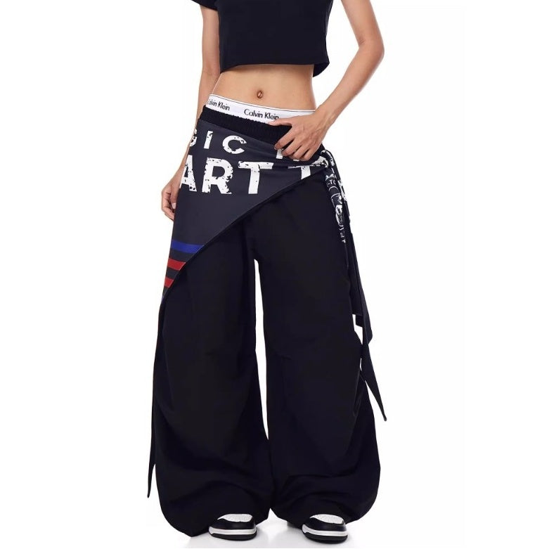 Cargo Paratrooper Curve Pants With Hip Curtain Scarf BK7005