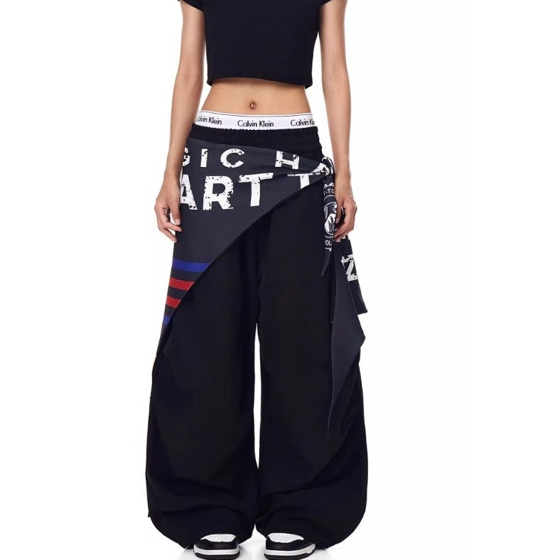 Cargo Paratrooper Curve Pants With Hip Curtain Scarf BK7005