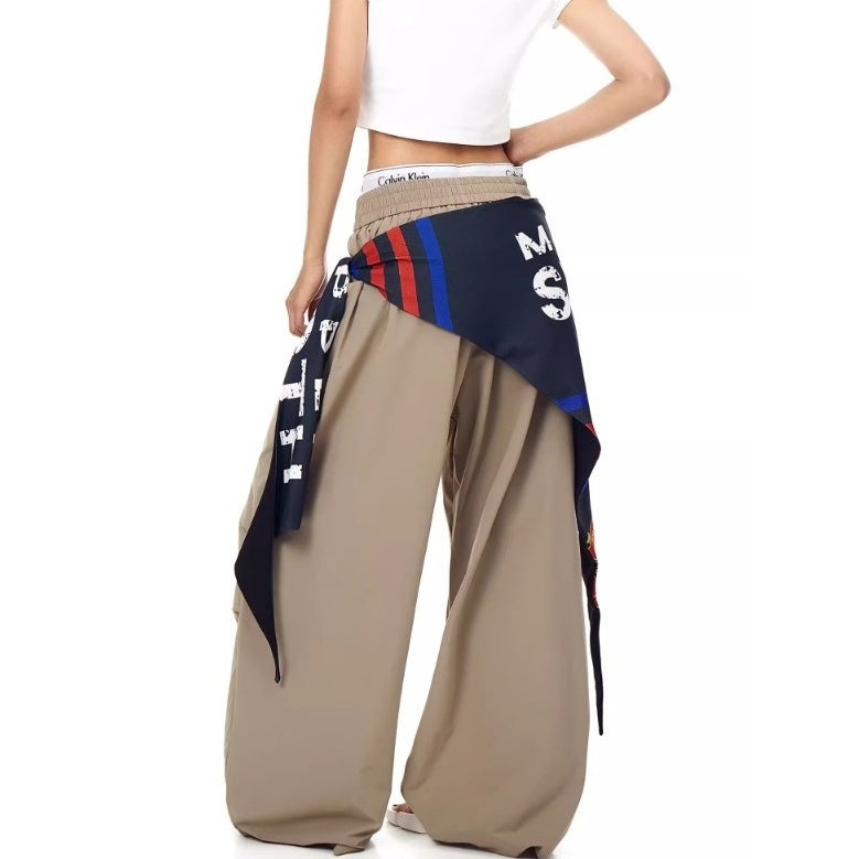 Cargo Paratrooper Curve Pants With Hip Curtain Scarf BK7005
