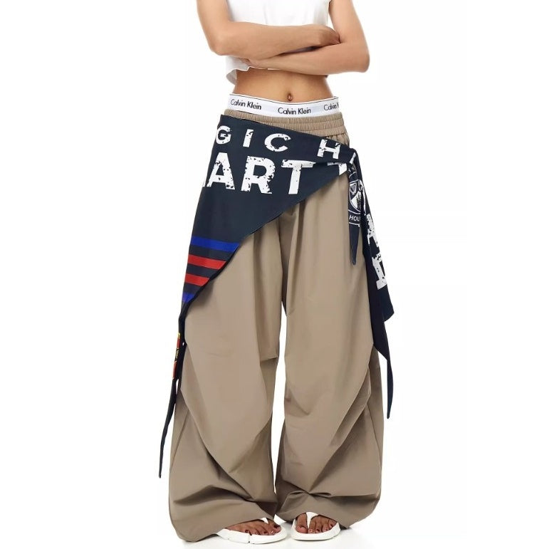 Cargo Paratrooper Curve Pants With Hip Curtain Scarf BK7005