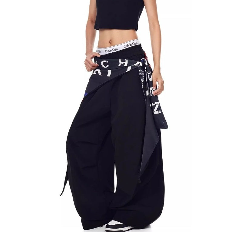 Cargo Paratrooper Curve Pants With Hip Curtain Scarf BK7005