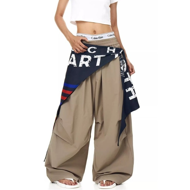 Cargo Paratrooper Curve Pants With Hip Curtain Scarf BK7005