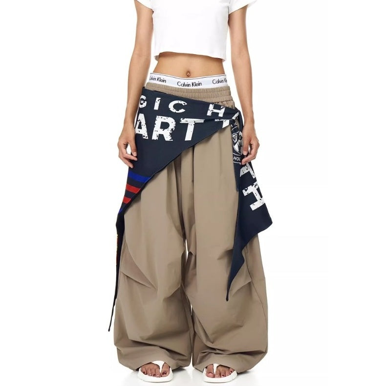 Cargo Paratrooper Curve Pants With Hip Curtain Scarf BK7005