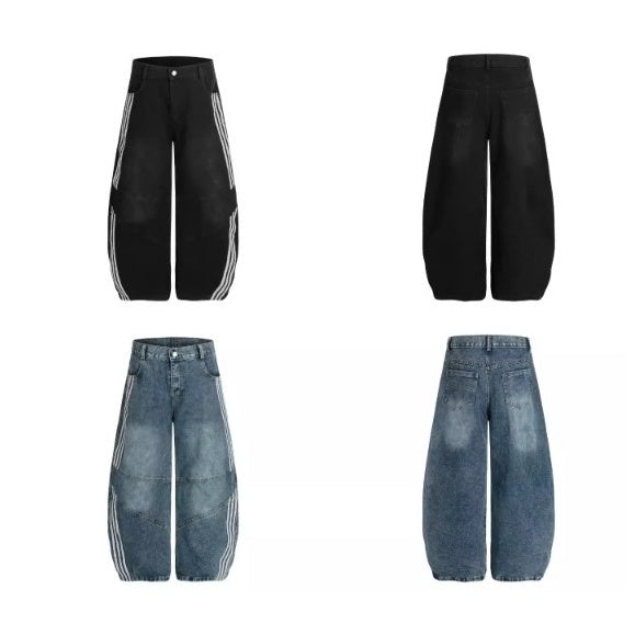 Three-Bar Splicing Wide-leg Curve Jeans MW10244