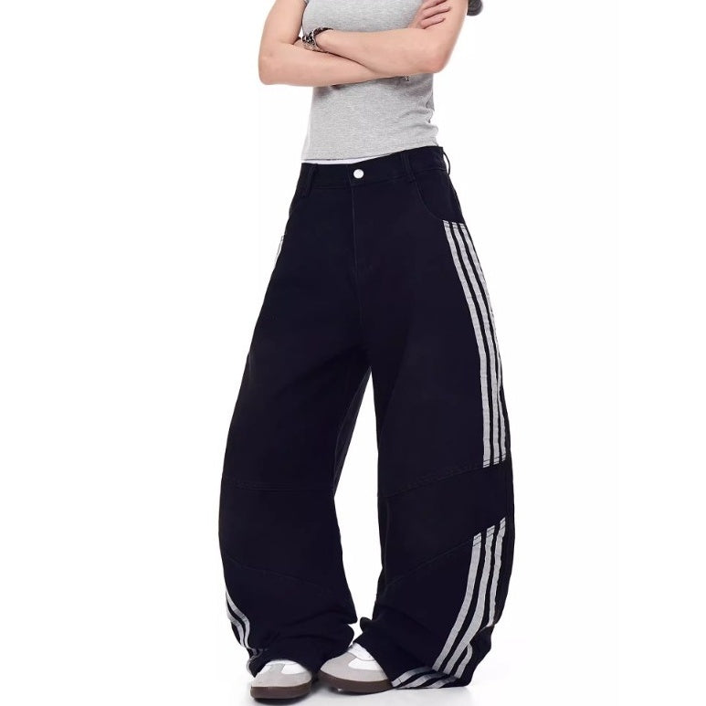 Three-Bar Splicing Wide-leg Curve Jeans MW10244