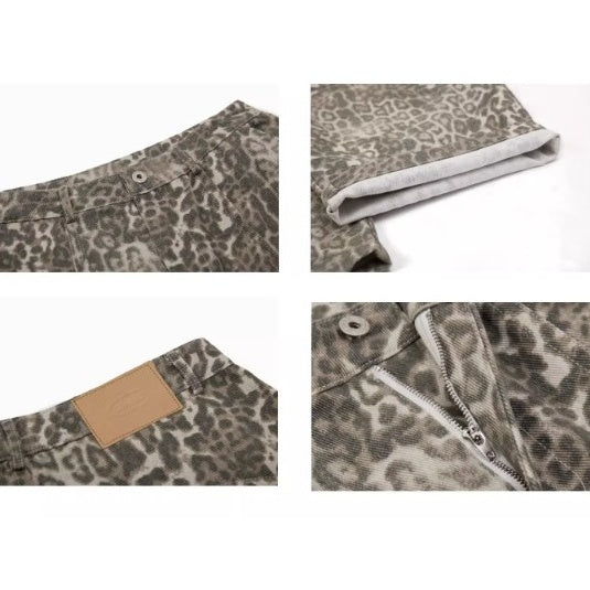 Leopard Print Banana Curve Jeans BK7001