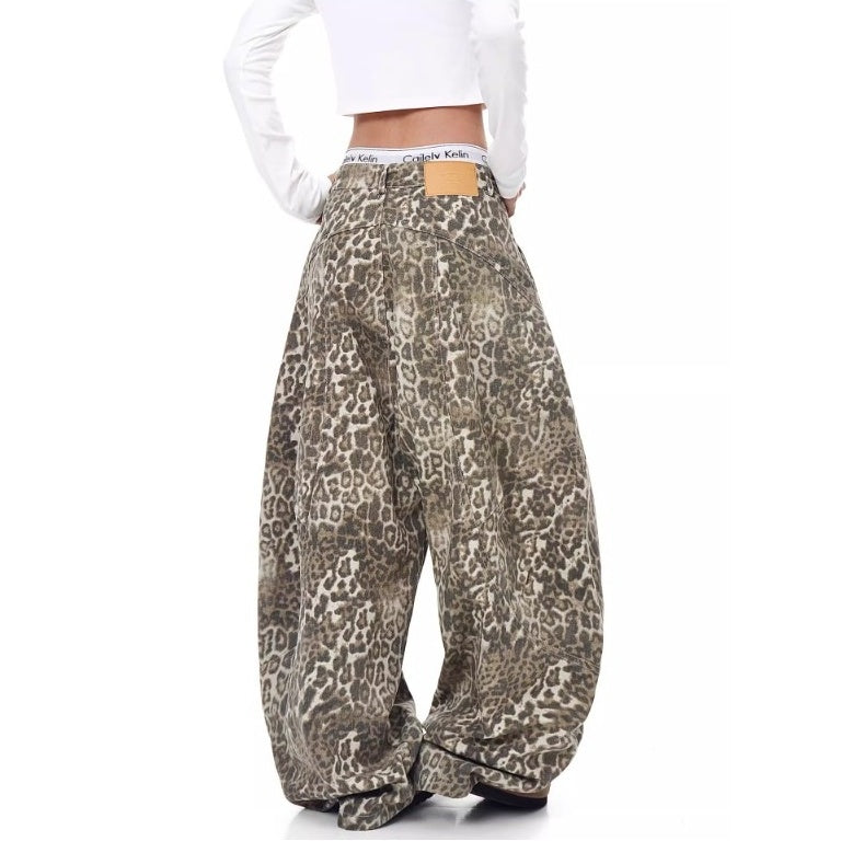 Leopard Print Banana Curve Jeans BK7001