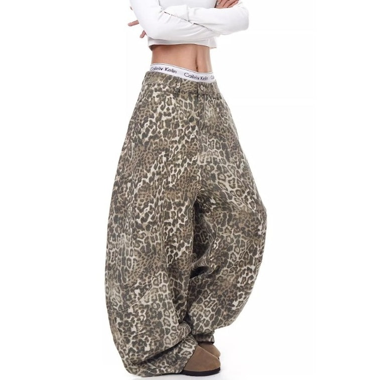 Leopard Print Banana Curve Jeans BK7001