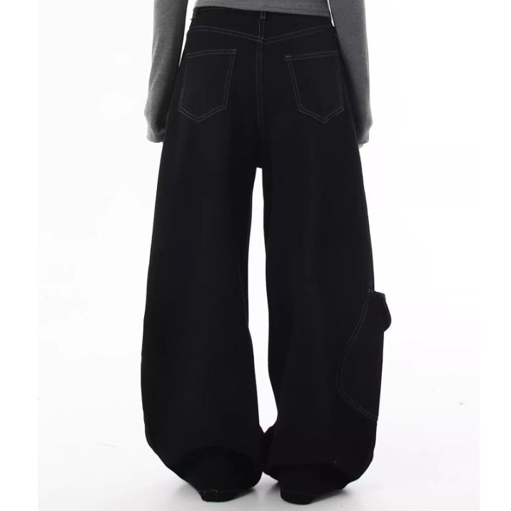 Stitch Wide Curve Pants With Charm BK7025