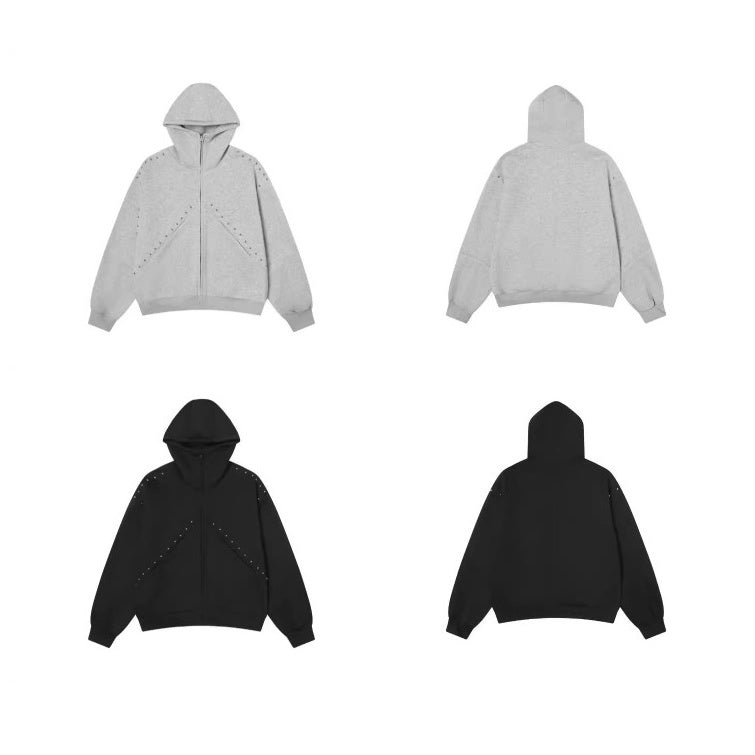 Doberman Pinscher Ears Rivet Hooded Jacket BK7024