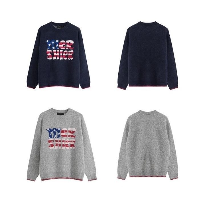American Retro Letter Knitted Sweater MW10277