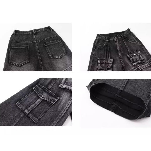 Washed Heavy Industry Cargo Jeans BK7009