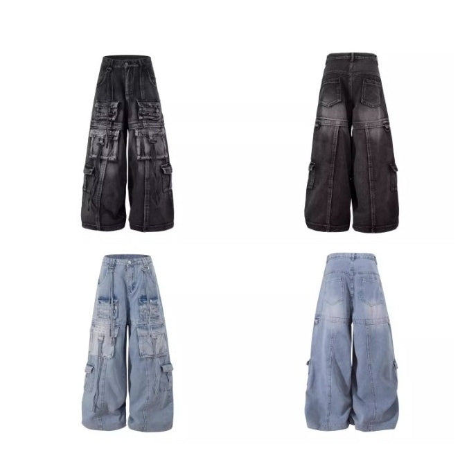 Washed Heavy Industry Cargo Jeans BK7009