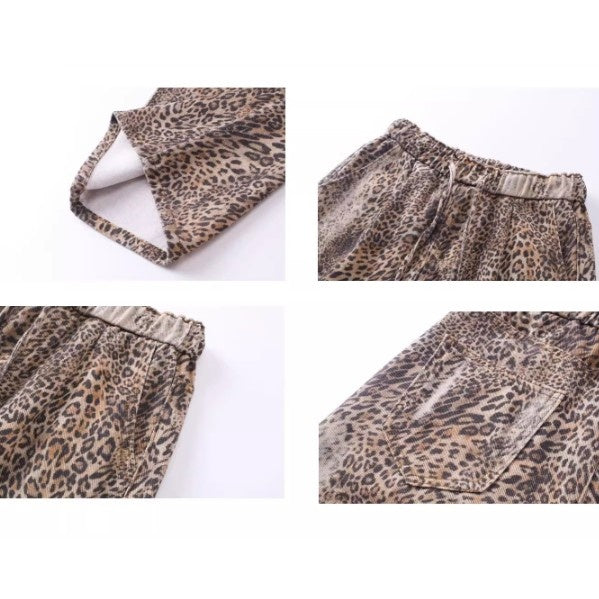 Vintage Washed Leopard Print Loose Pants BK7010