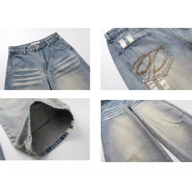 Vintage Distressed Striped Curve Jeans BK7068