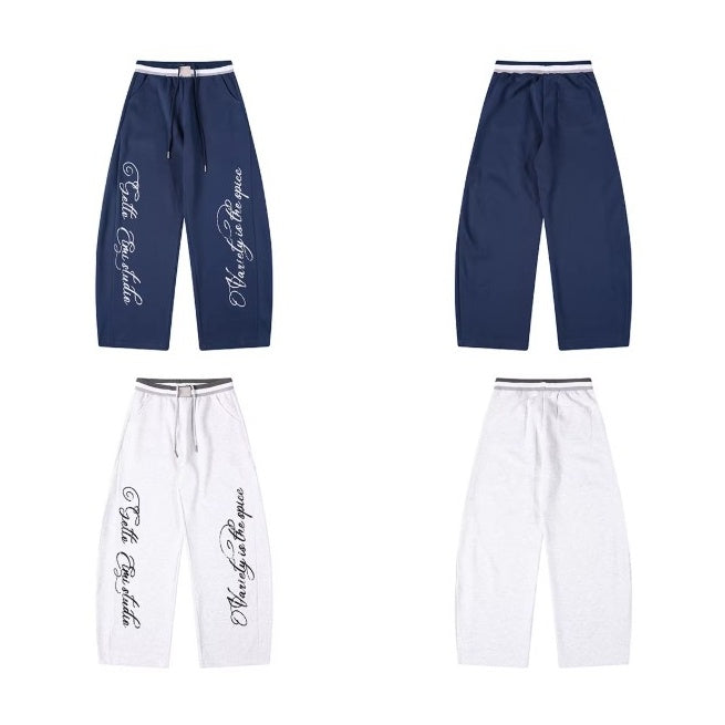 Letter Print Loose Curve Sweat Pants MW10379