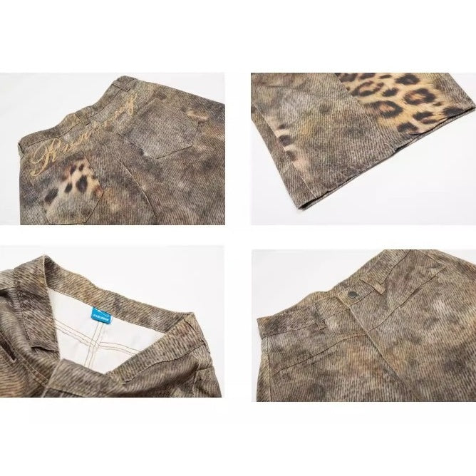 Gradation Leopard Print Wide Curve Pants MW10358