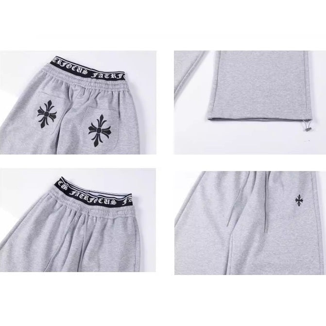 Cross Print Double-Waist Band Sweat Pants MW10389
