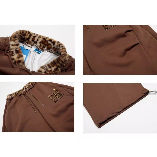 Leopard Patchwork Loose Sweat Pants MW10390