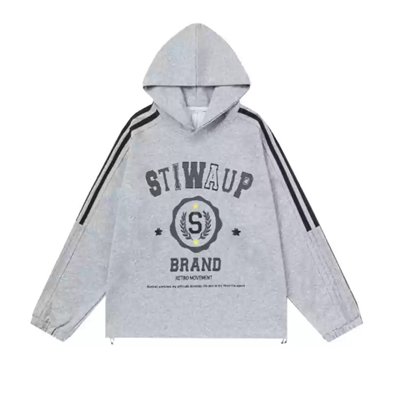 Maillard Lettered Line Sleeve Short Hoodie HG7185