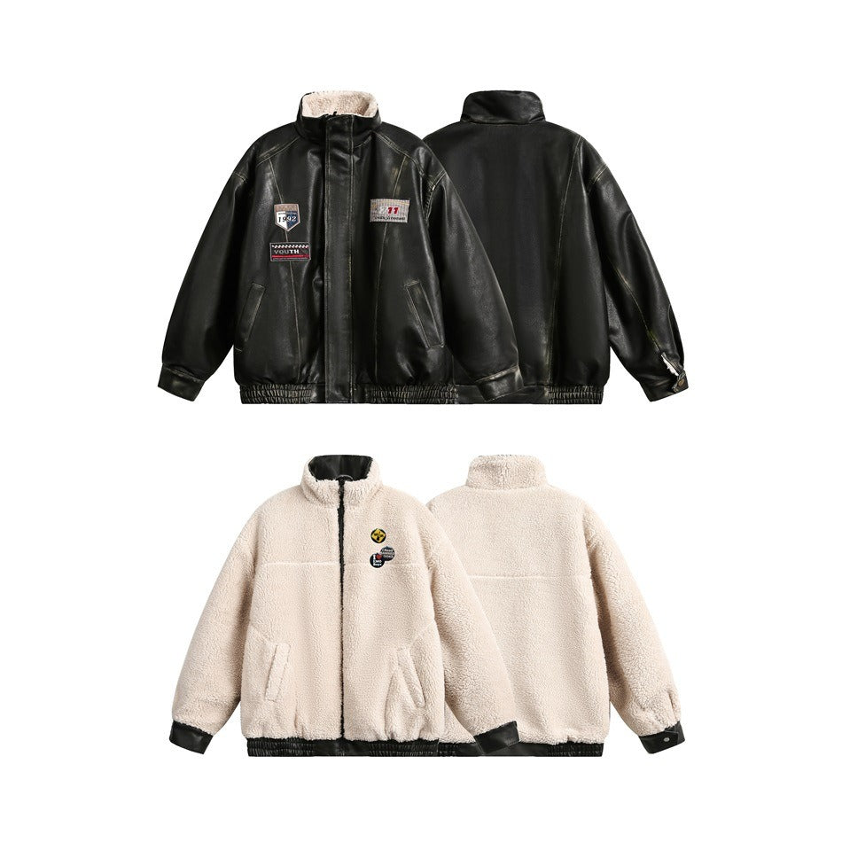 Reversible PU Leather × Boa Men's Like Jacket MW9636