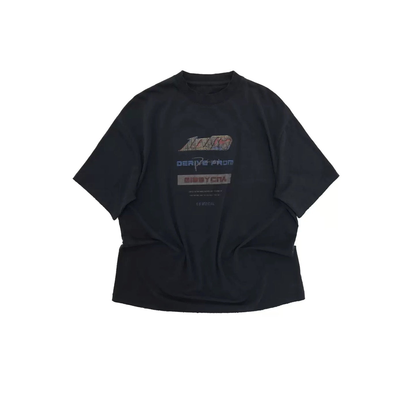 Retro Distressed Print Loose T-Shirt GB7018