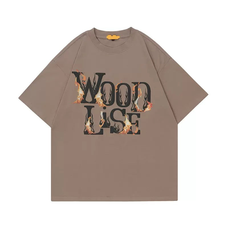 Fire Logo Foam Print Loose T-Shirt HG7168