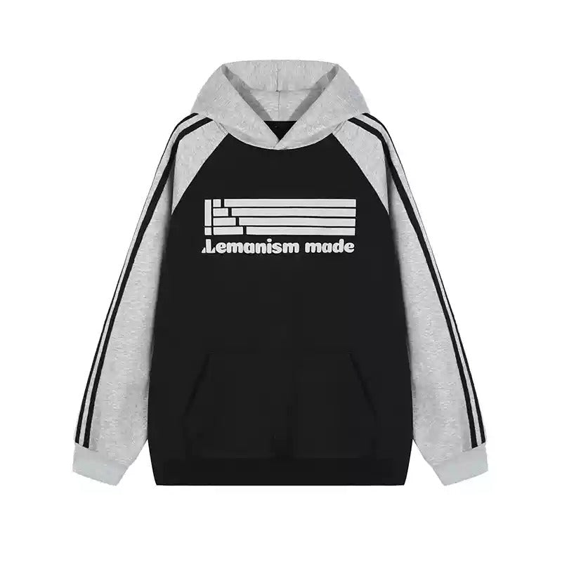 Three-bar Raglan Sleeve Letter Hoodie MW9415