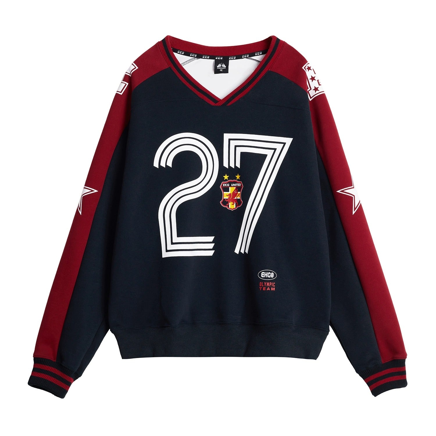 Letter Contrast V-neck Sports Sweat MW9425