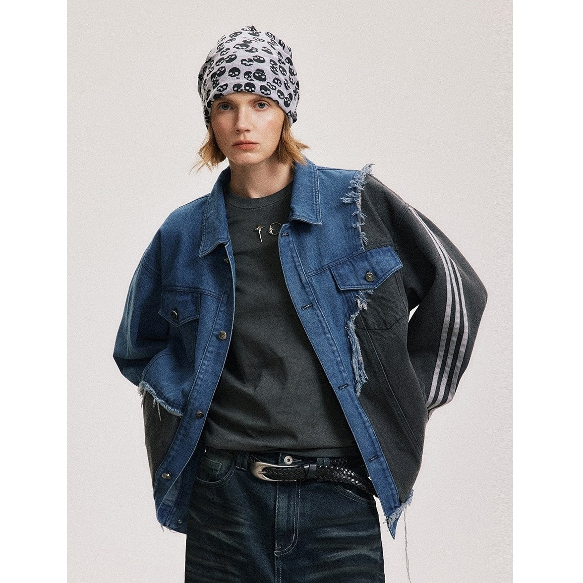 Irregular Stitching Loose Denim Jacket BX001