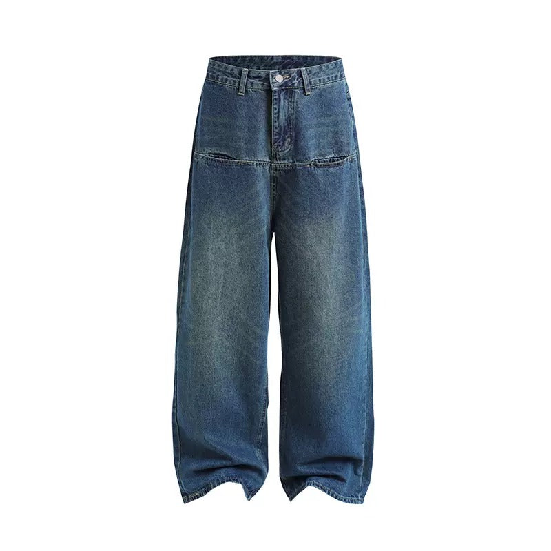 Front Slip Pocket Design Washed Loose Jeans MR8012