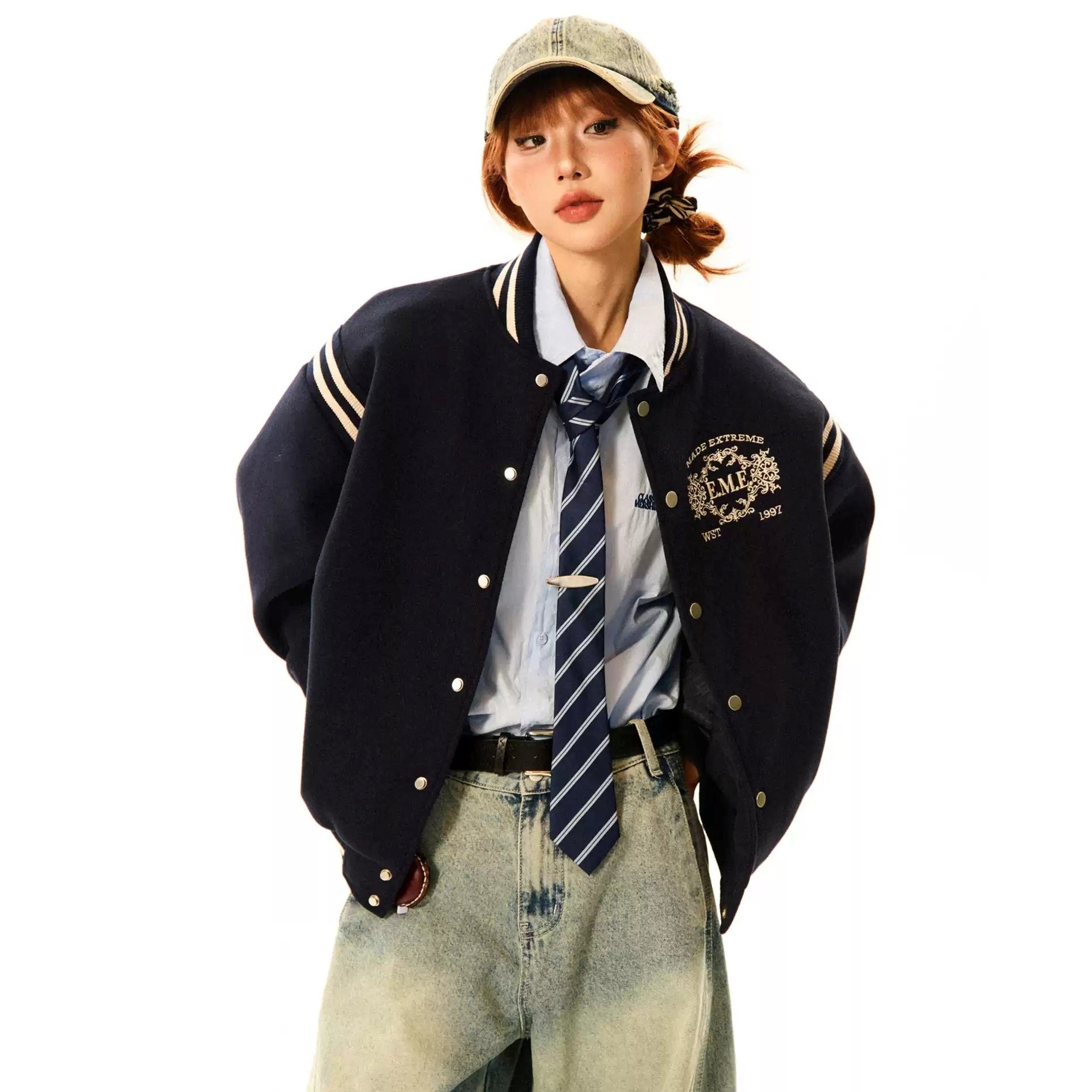 College Style Line Baseball Jacket MW9525