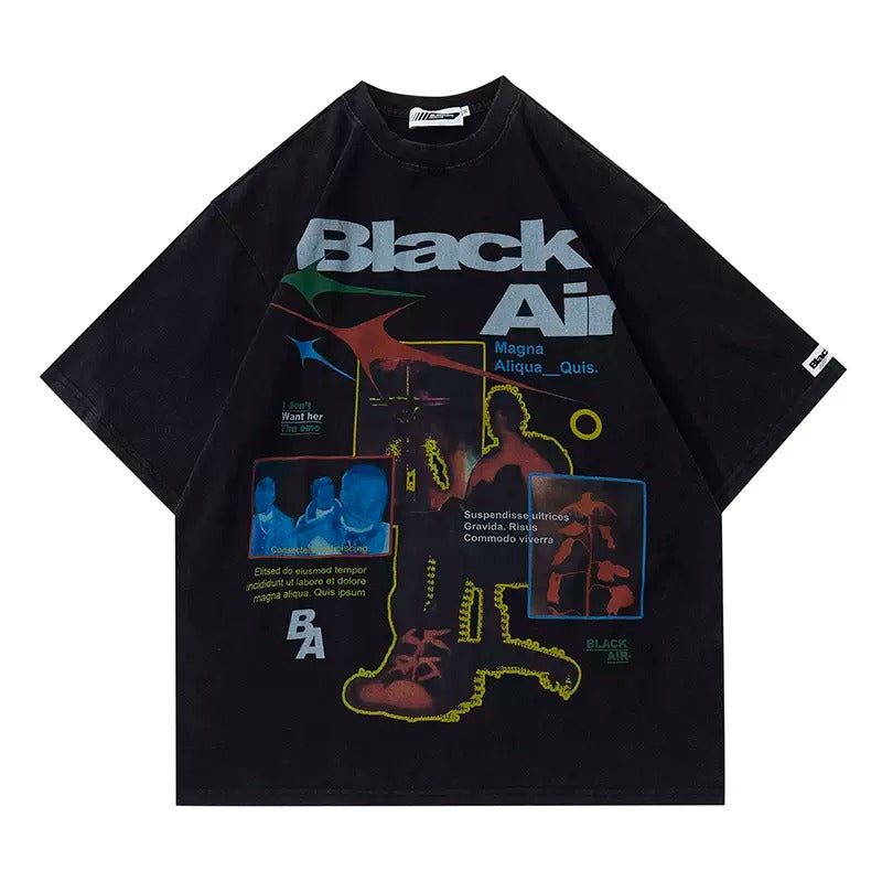 BLACKAIR Loose Street Print T-Shirt ZME001