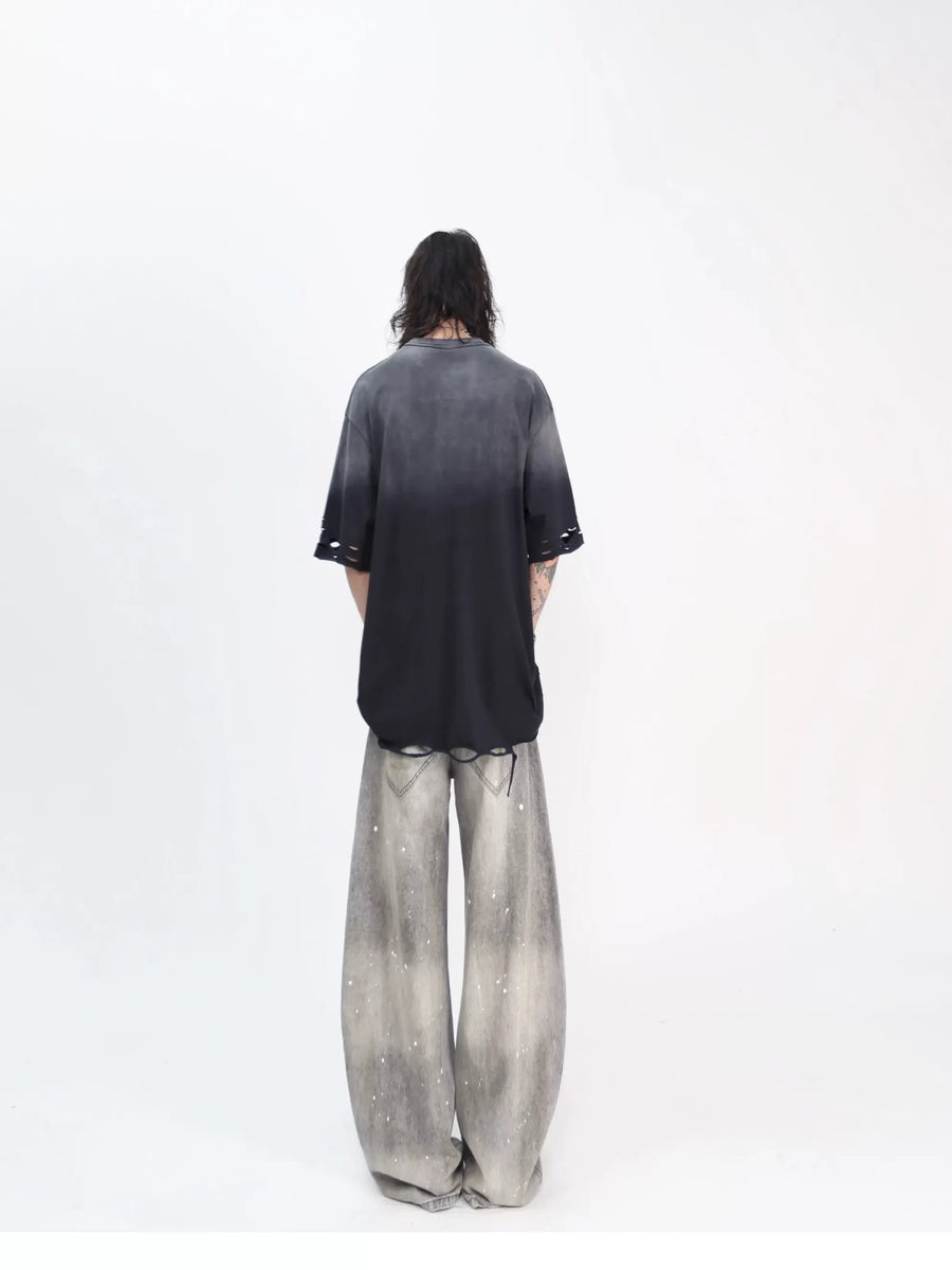 ウォッシュグラデーションダメージ刺繍Tシャツ MW10397