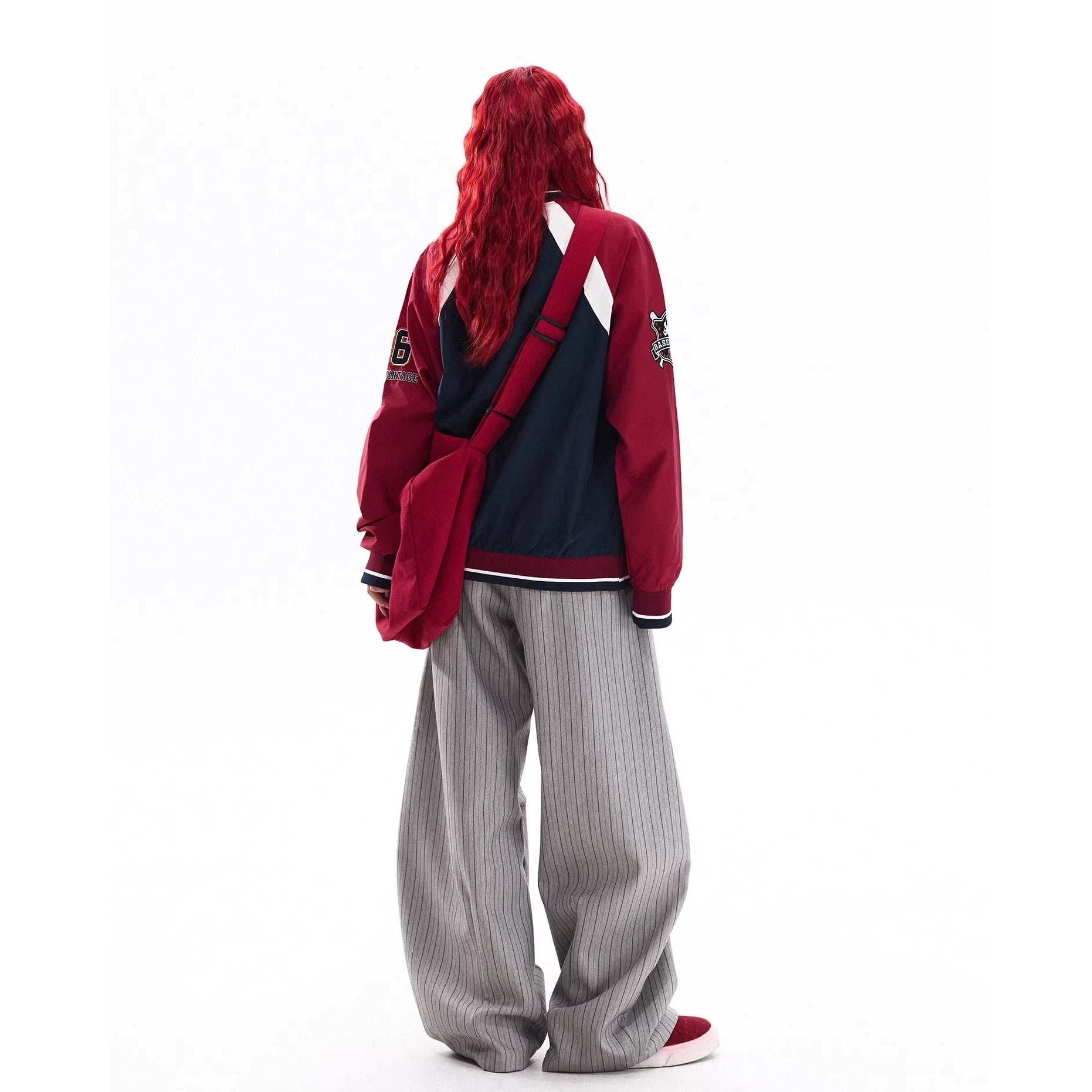 V-neck Baseball Design Athleisure Pullover MW10320