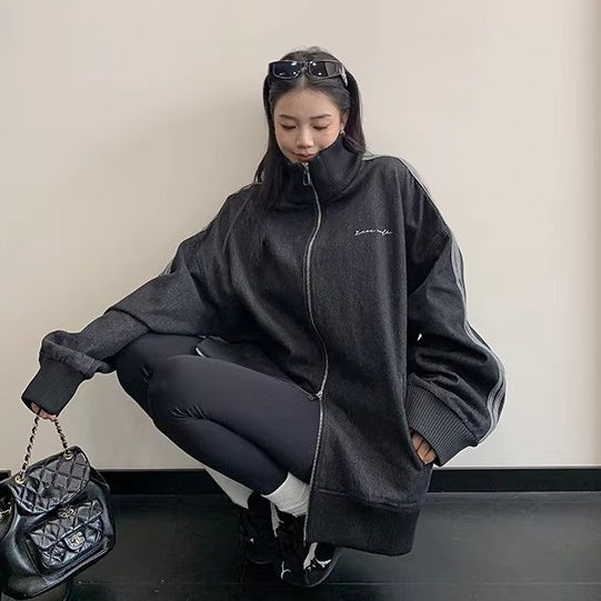 Stand Collar Denim Zip Jacket OS2081