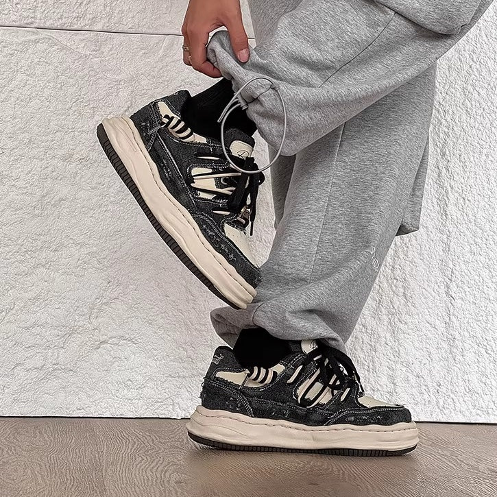 Washed Canvas Invisible Heightened Thick-soled Sneaker FG2002