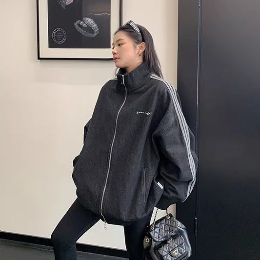 Stand Collar Denim Zip Jacket OS2081