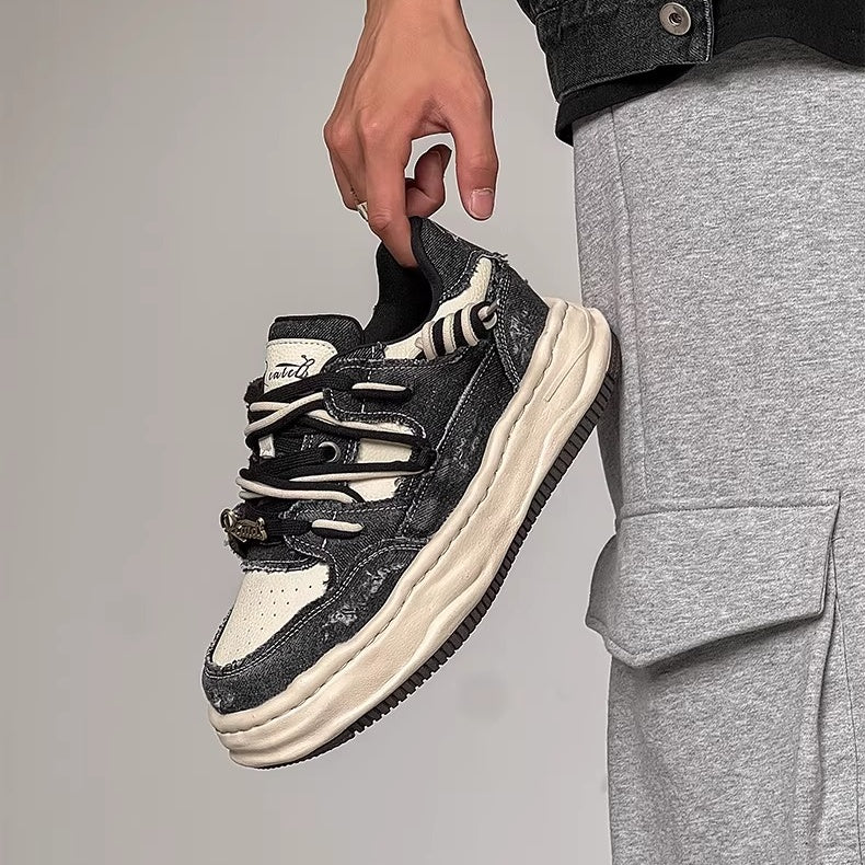 Washed Canvas Invisible Heightened Thick-soled Sneaker FG2002