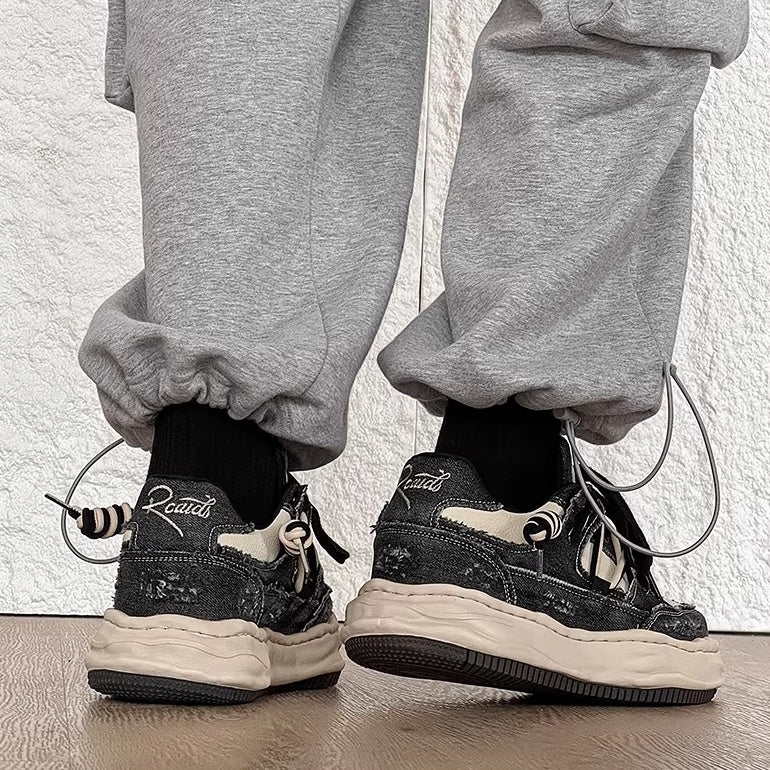 Washed Canvas Invisible Heightened Thick-soled Sneaker FG2002