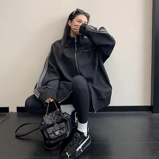 Stand Collar Denim Zip Jacket OS2081