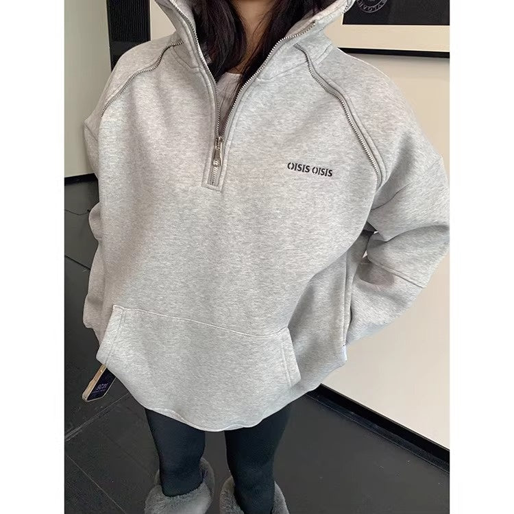 Unique Zipper Design Sweat Hoodie OS2078