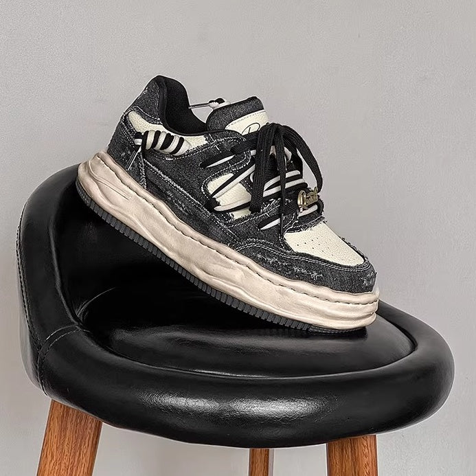 Washed Canvas Invisible Heightened Thick-soled Sneaker FG2002